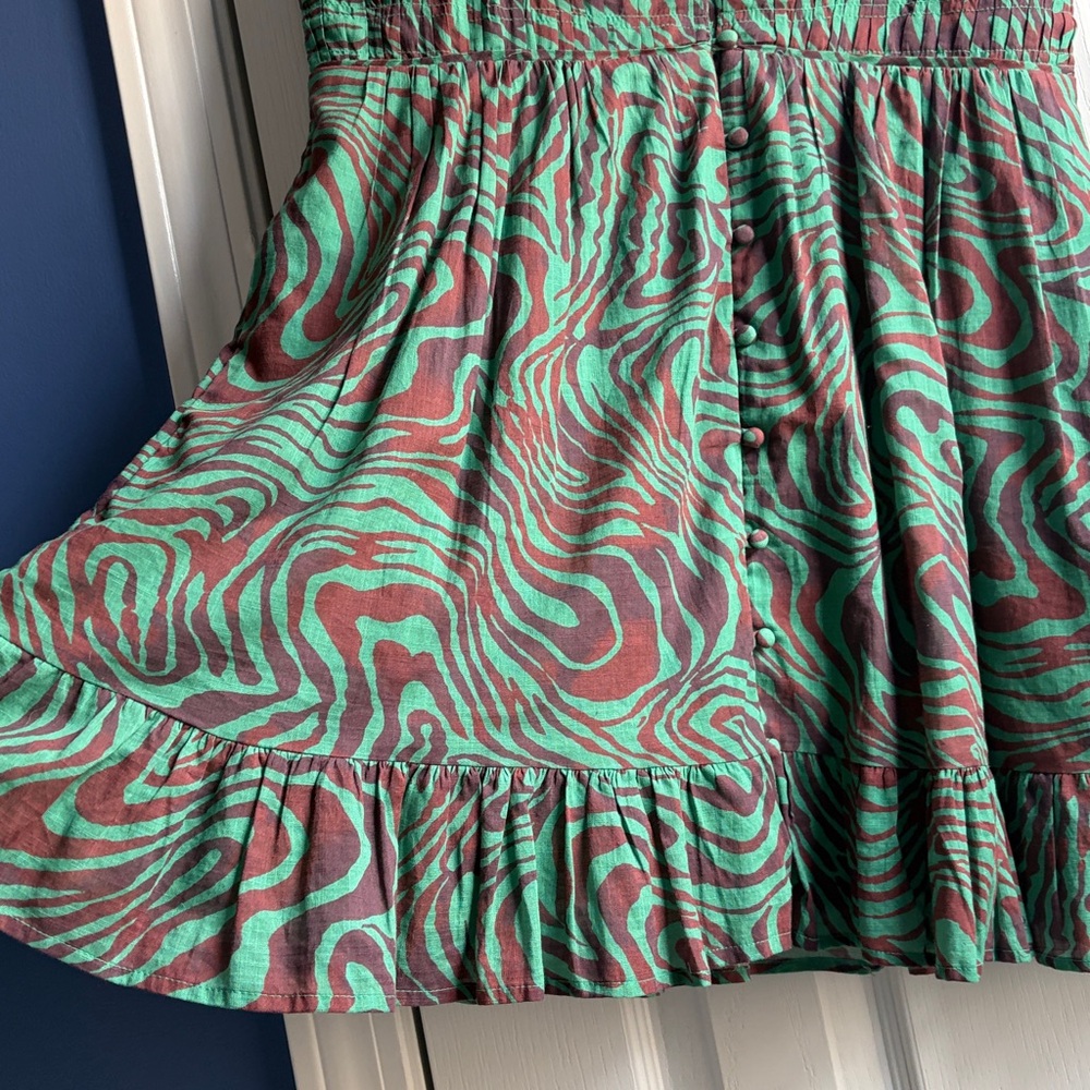 NWOT Anthropologie Peregrine Mini Dress Women's M Animal Print Smocked Ruffle - Picture 9 of 11